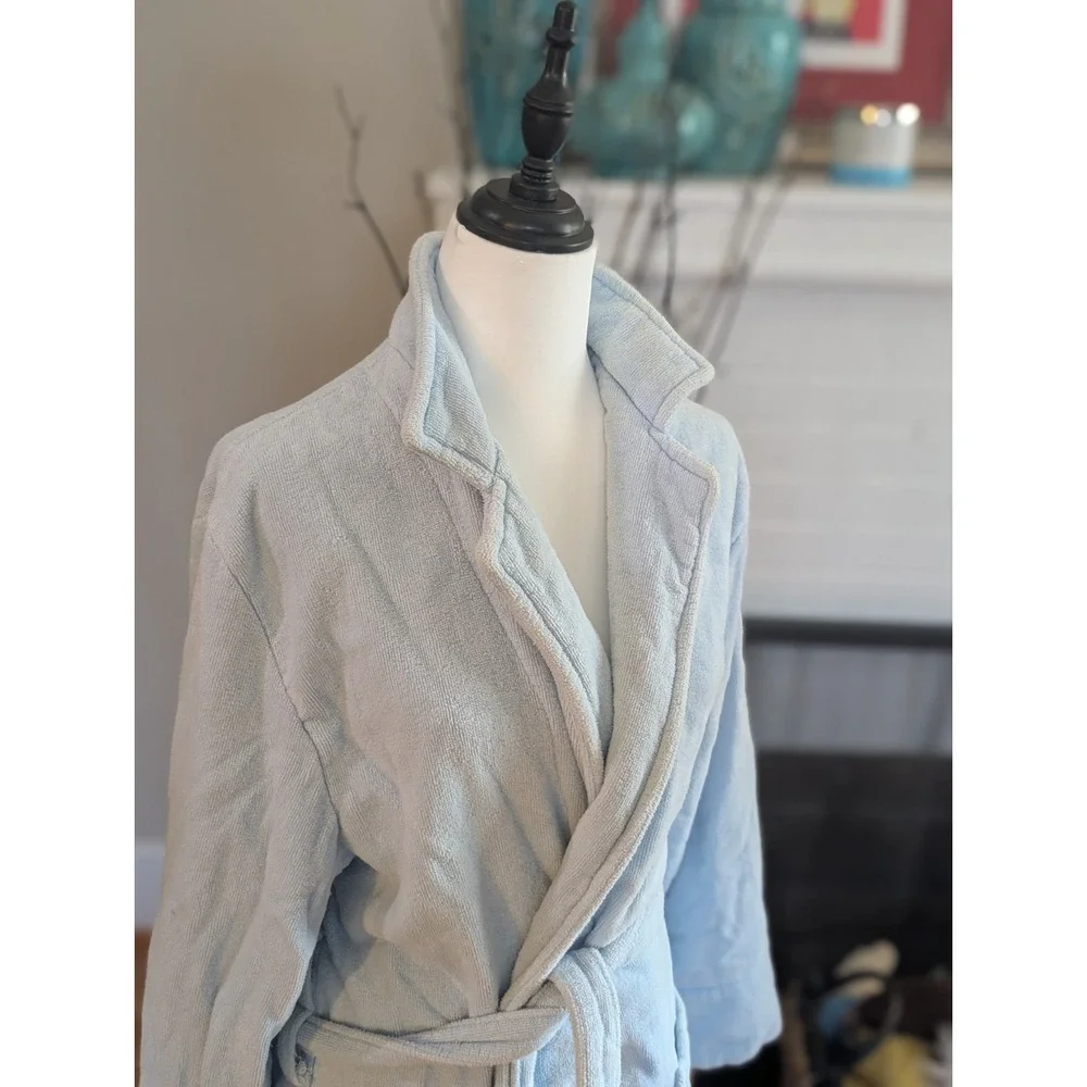 Vintage WAM 100% Turkish Cotton Bathrobe – Light Blue Spa Plush Luxury Robe L